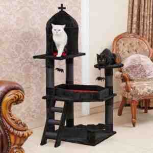 YARUOMY Gothic Cat Tree With Coffin Bed