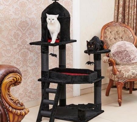 YARUOMY Gothic Cat Tree With Coffin Bed