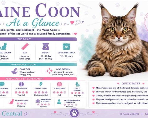 Maine Coon cat at a glance infographic