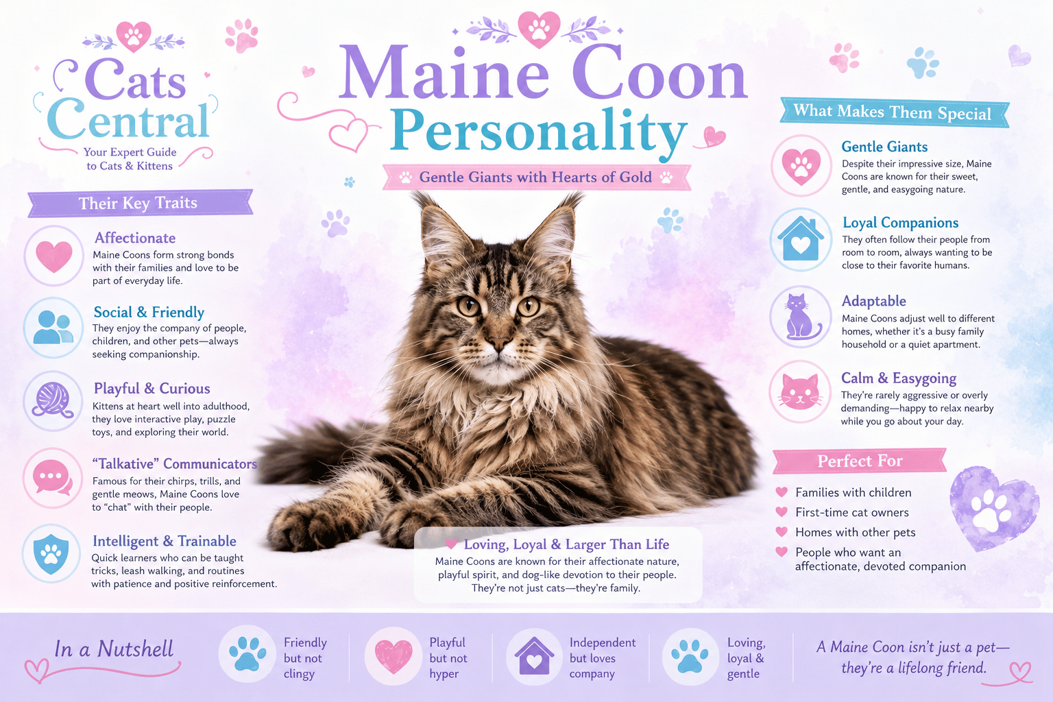 Maine Coon cat personality infographic