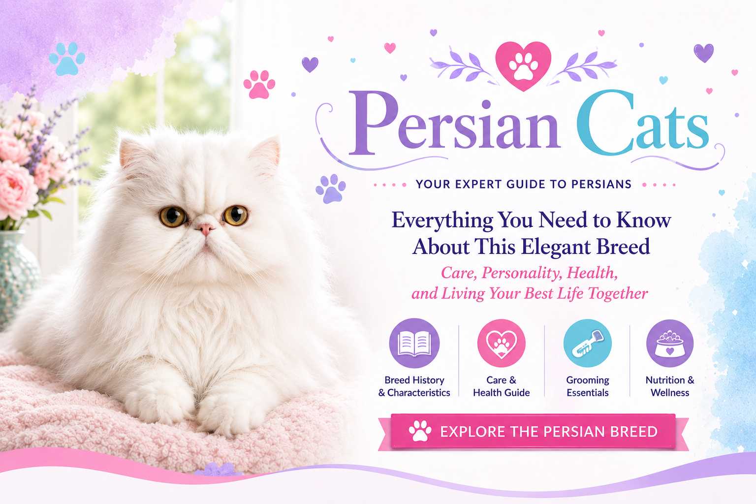 Persian cat with a long, luxurious coat and distinctive flat face relaxing in an elegant indoor setting.