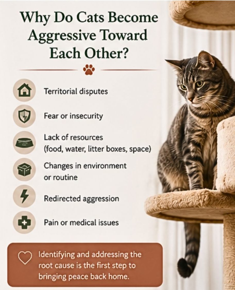 Why do cats become aggressive towards one another?